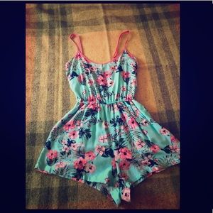 UltraFlirt, Small blue (teal) floral ROMPER